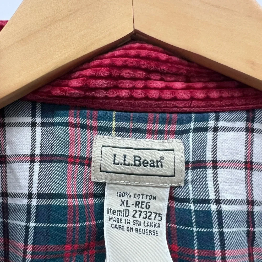 Vintage LL.Bean Red Corduroy shaket with Plaid Lining XL - Picture 3 of 4